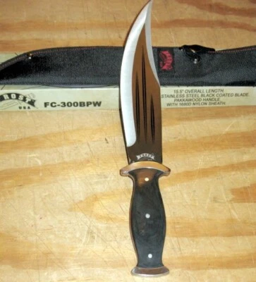 FROST FC-300BPW 15.5" BLACK COATED STAINLESS STEEL BOWIE STYLE KNIFE - Image 1 of 4