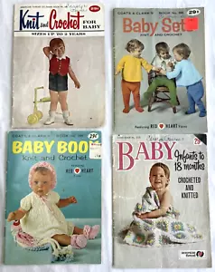 Vintage Lot of 4 Baby Toddler Knit & Crochet clothing booklets - Picture 1 of 2