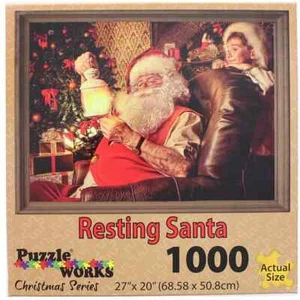 Puzzleworks Resting Santa 1000 Piece Jigsaw Puzzle 27" X 20" - Picture 1 of 3