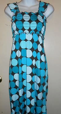 Secret Charm Girls Elastic Shirred Bodice Polka Dot Dress Turquoise 8 NWT - Image 1 of 2