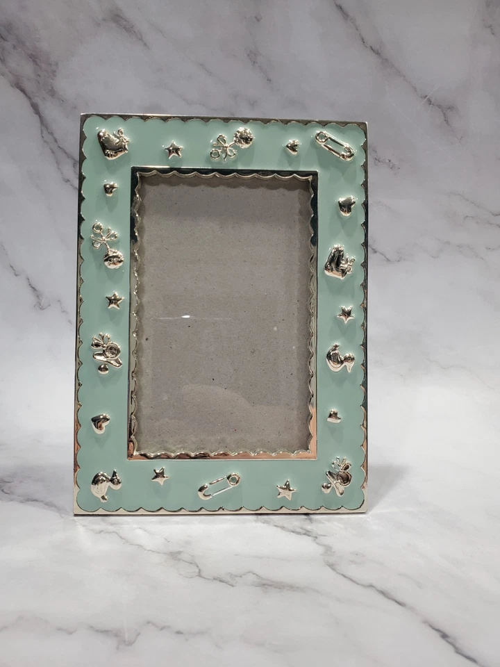 Silver And Baby Blue Photo Frame Infant New Baby Baby Shower 4x6 - Image 1 of 3