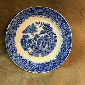 Circa 1900 flow blue Willow Ware small plate Staffordshire H A & Co England - Picture 1 of 5