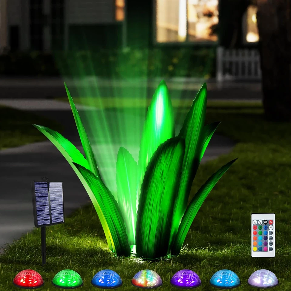 Arte de patio de metal, decoraciones de patio de plantas de agave escultura al aire libre, flores de metal para Foto 1 de 4