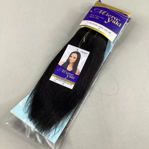 Extensiones de cabello 100 % humano rectas negras apagadas Micro Perm Yaki #1B de 10" - Imagen 1 de 6