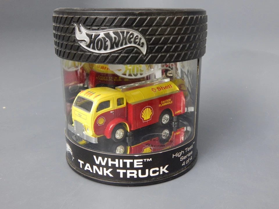 Hot Wheels 100% OIL Can 1953 WHITE COE SHELL Oil Red & Yellow MINT in Package - Image 1 of 1