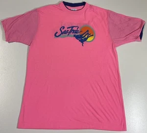 Vintage Royal Caribbean Neon Pink Sea Trek T-Shirt One Size Scuba Puff Print 90s - Picture 1 of 10