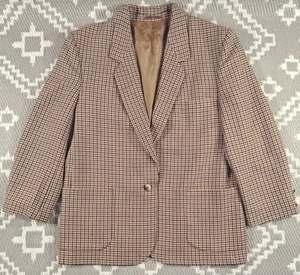 Chaqueta vintage 100 % lana Burberrys para mujer talla 14 pata de gallo mangas 3/4 - Imagen 1 de 16