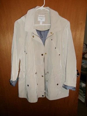 Charter Club Mujer Talla Pequeña XL Impermeable Crema Chaqueta con Capucha Extraíble Foto 1 de 4