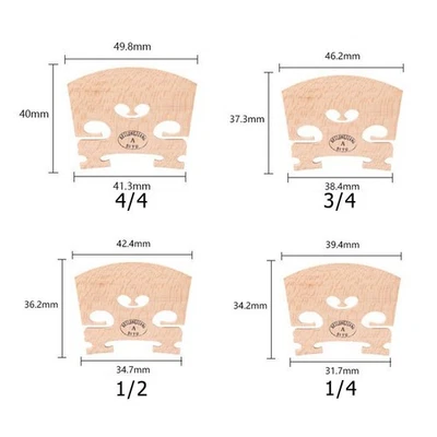 Premium Maple Violin Bridge for 4/4 3/4 1/4 1/2 1/8 1/10 1/16 Sized Violins - Image 1 of 4