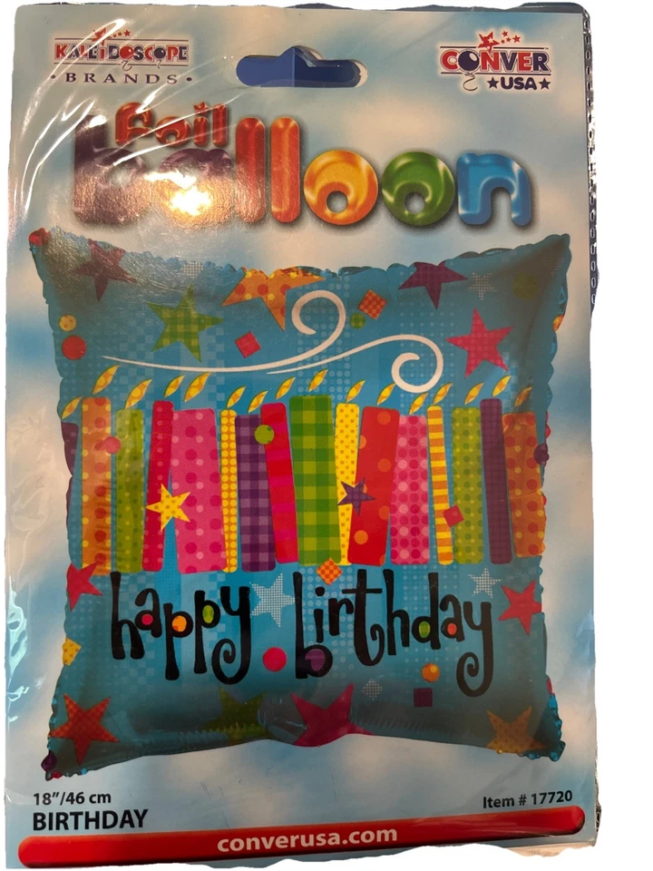 Kaleidoscope 18"  Foil Square Candles Happy Birthday  Balloon - Image 1 of 1