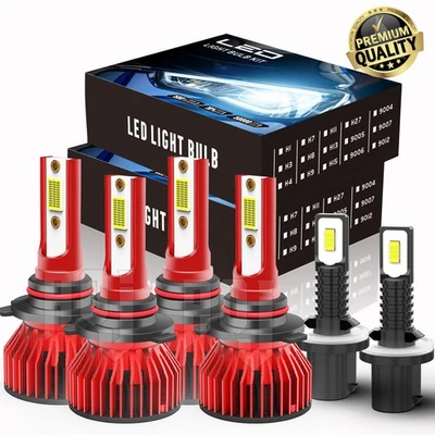 For GMC Jimmy 1997-2001 6x LED Headlight High Low Beam + Fog Light Bulbs Combo - Image 1 of 4