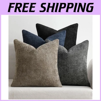 Soft Chenille Throw Pillow Covers - 20x20 Inch, Pack of 4 - Image 1 of 4
