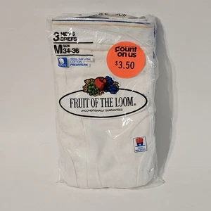 Vtg 1986 Fruit Of The Loom Cotton Mens Briefs White Underwear Sz 36 USA - Picture 1 of 5