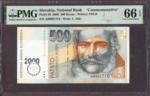 Slovakia 500 Korun Commemorative 2000 Pick-38 GEM UNC PMG 66 EPQ - Picture 1 of 2