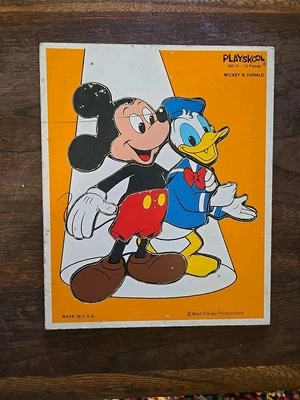 Mickey Mouse & Donald Duck Wood Puzzle 190-13 10 Pieces/Vintage Playskool Puzzle - Image 1 of 4