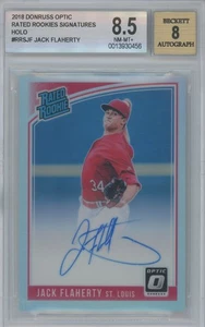 2018 Donruss Optic Rated Rookies Sigs Holo Jack Flaherty #RRSJF BGS 8.5 Auto 8 - Bild 1 von 2