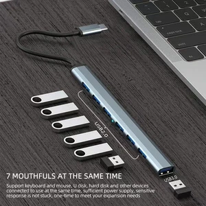 Hub USB 2.0 3.0 Type C Multiports 7 Ports OTG 400Mo/s 480Mbps 5Gb MacBook Pro PC - Afbeelding 1 van 7