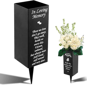 JIANWEI Metal Cemetery Vases, Elegant Lawn Grave Memorial Vase with Spikes Metal - Picture 1 of 12