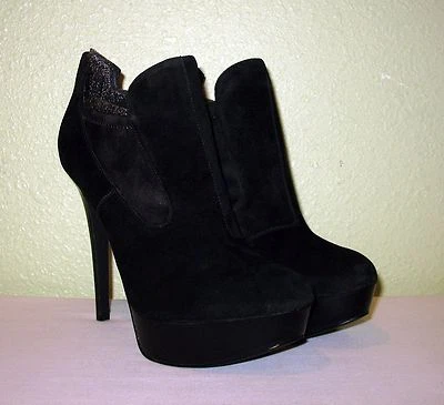 MUJER NEGRO GAMUZA LTHR JOAN DAVID STILETTO BOTINES SHOOTIES US 10 EU 40 40.5 41 Foto 1 de 4