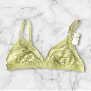 New Aerie Velvet Mesh Stripe Triangle Bralette Bra Large NWT - Picture 1 of 6
