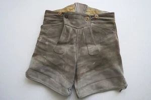 Arbeiter 80er Vintage kurze Bergfreund Lederhose stark speckig grau Gr.44 - Bild 1 von 7