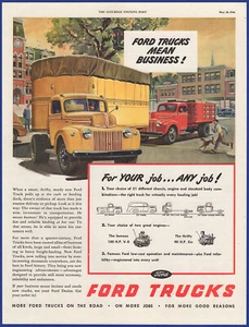 Vintage 1946 FORD Trucks Tractor Trailer Truck Ephemera 1940's Print Ad - Picture 1 of 1