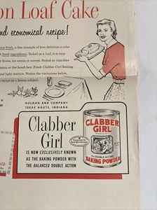 c1955 Clabber Girl lievito in polvere metà secolo poster pubblicitario casalinga 23x16 - Foto 1 di 5