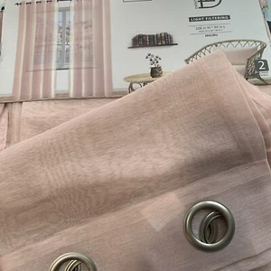 4 Semi-Sheer Pink Grommet Curtain Panels 54 x 84 Dainty Home Malibu Textured - Picture 1 of 8