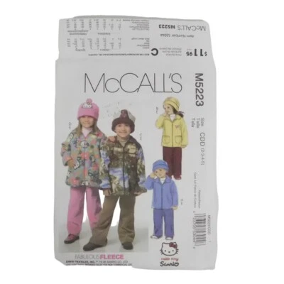 McCalls 5223 Childerns Jacket Pants Hat Outerwear Pattern Size 2-5 Uncut Sanrio - Image 1 of 4