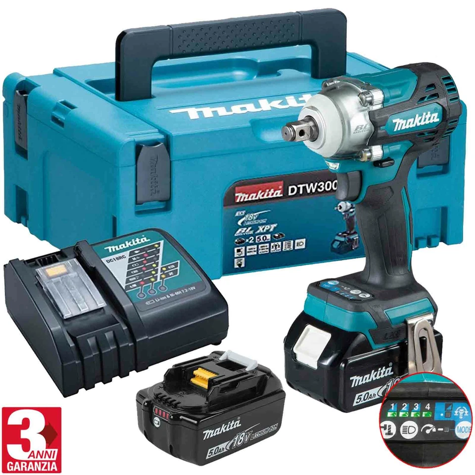 Avvitatore a Impulsi 1/2" a Batteria 18V MAKITA Massa Battente 300Nm DTW300RTJX