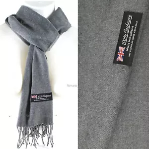 Mens Womens Winter Warm SCOTLAND Made 100% CASHMERE Scarf Scarves Plain Wool - Picture 1 of 21