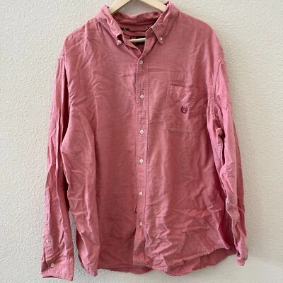 Camisa informal de manga larga con botones CHAPS roja salmón lisa para hombre talla XXL Foto 1 de 4