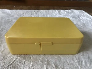 Fab 1950s-60s Yellow Celluloid Plastic Fantastic Sewing Accessories Storage Box - Picture 1 of 12