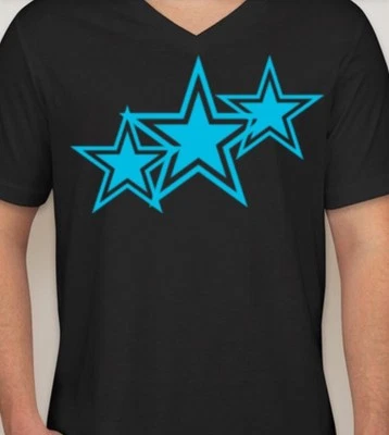 Camiseta Jersey Hombre Cuello en V Diseñada Personalizada 3 Estrellas-Negro-Manga Corta-Nueva-Talla L Foto 1 de 2