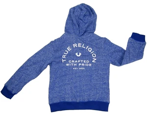 True Religion Boys Full Zip Long Sleeve Hoodie Size 5 Royal Blue Logo $79 - Picture 1 of 6