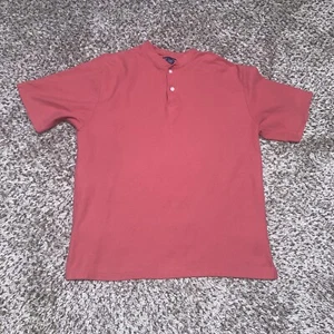 Polo Lands End para hombre cuello Henley rojo salmón grande - Imagen 1 de 3