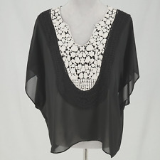 Bebe Lace Top, Black, Size S Small, Zip Back