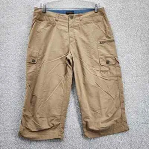 Royal Robbins Cargo Shorts Womens Size 10 Tan Pockets Button Zip Closure Walk - Picture 1 of 10