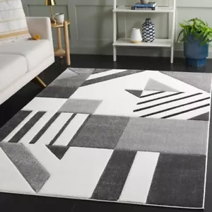 Contemporary Modern Geo Plush Carved Gray Area Rug **FREE SHIPPING** - Picture 1 of 12