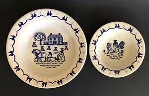 Juego de 2 cuencos para servir Metlox Poppytrail cocina rural granja pollo caballo EE. UU. - Imagen 1 de 9