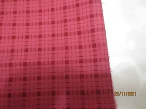 Vintage 2 yds 20" x 53 " wide Cranberry Red cotton plaid Home Decor Fabric - Picture 1 of 2