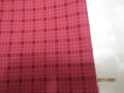 Vintage 2 yds 20" x 53 " wide Cranberry Red cotton plaid Home Decor Fabric - Image 1 of 2