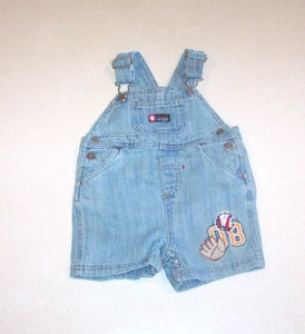 Infant Boy's Carter's Embroidered Baseball Denim Cotton Overall Shorts 6 Months - Picture 1 of 2