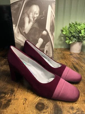 Zapatos De Colección Nina Ciruela Tacones Bloque Terciopelo/Satén Talla 9 Nuevos Con Puntera Caja Foto 1 de 4