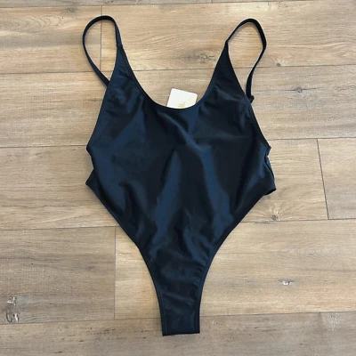 NWT Fabletics Noa Sexy One Piece Swimsuit Women's L Black Low Back Nylon Blend - Image 1 of 4
