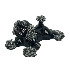 Poodle Vintage Spaghetti Black Poodle Figurine 2.5" Tall x 4.5" (Japan) - Imagen 1 de 8