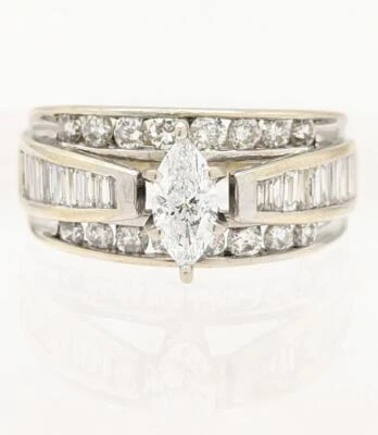 Alianza catedral canal diamantes oro blanco macizo 14k 7,2 g talla 5,75 Zales Foto 1 de 4