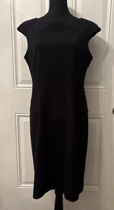 BLOOMINGDALE'S Size 10 Black Sleeveless Cap Sleeve Sheath Dress - Picture 1 of 7
