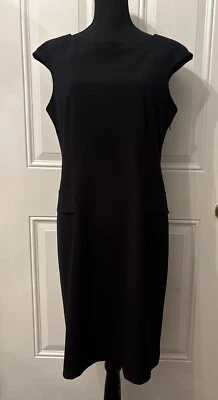 BLOOMINGDALE'S Size 10 Black Sleeveless Cap Sleeve Sheath Dress — 第 1/4 张图片