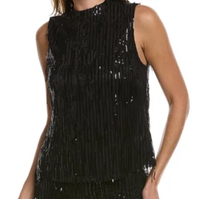 Nanette Lepore Black Sequin Fringe Top Women S Whimsigoth Dark Fairy Date Party - Picture 1 of 10